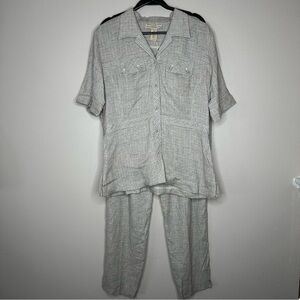 TELLURIDE‎ Clothing Co NWT Linen Blend 2Pc Plaid Pants & Top Outfit Size 16